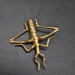 Brass Grasshopper Insect Bug Brooch Vintage Costume Jewelry
